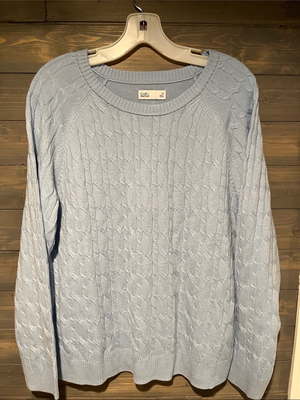 NWOT light blue cable knit scoop neck cardigan sweater M